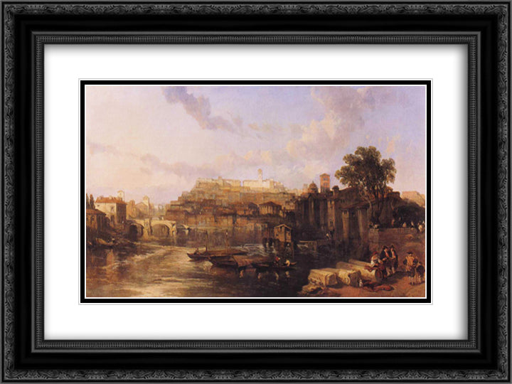Rome, View on the Tiber Looking Towards Mounts Palatine and Aventine 24x18 Black Ornate Wood Framed Art Print Poster with Double Matting by Roberts, David