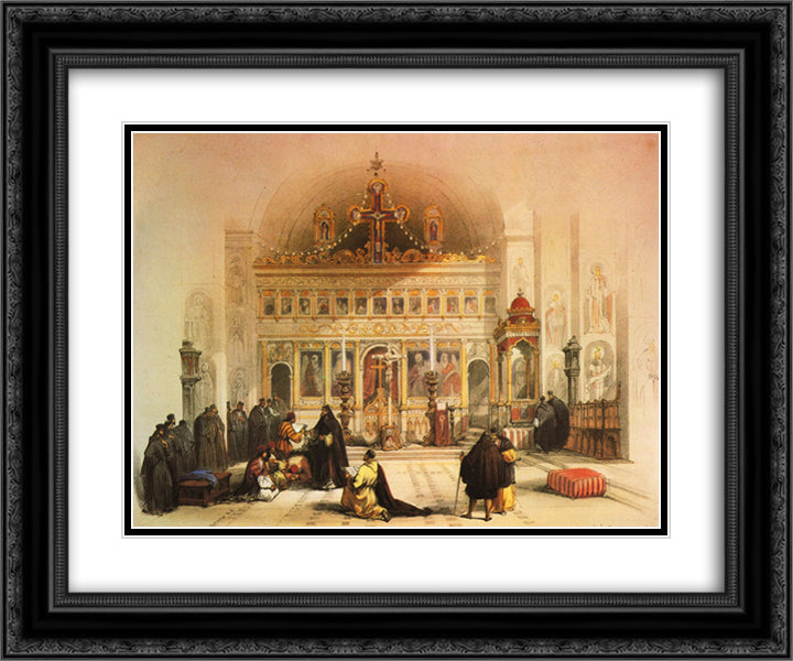 The Chapel of Saint Saba 24x20 Black Ornate Wood Framed Art Print Poster with Double Matting by Roberts, David