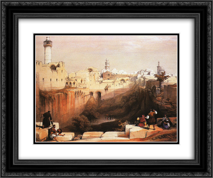 The Pool of Bethesda 24x20 Black Ornate Wood Framed Art Print Poster with Double Matting by Roberts, David