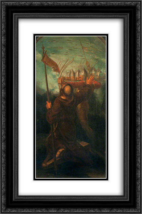 English War. The Spear (triptych, right panel) 16x24 Black Ornate Wood Framed Art Print Poster with Double Matting by Scott, David