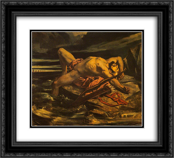 Philoctetes Left on the Isle of Lemnos by the Greeks on their Passage Towards Troy 22x20 Black Ornate Wood Framed Art Print Poster with Double Matting by Scott, David