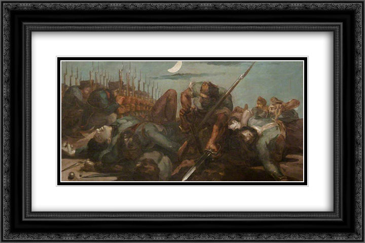 Russians Burying Their Dead 24x16 Black Ornate Wood Framed Art Print Poster with Double Matting by Scott, David