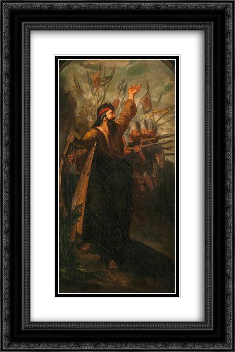 Scottish War. The Spear (triptych, left panel) 16x24 Black Ornate Wood Framed Art Print Poster with Double Matting by Scott, David