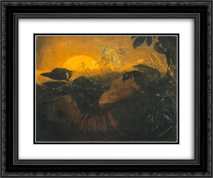 The Belated Peasant (from Milton's 'Paradise Lost') 24x20 Black Ornate Wood Framed Art Print Poster with Double Matting by Scott, David