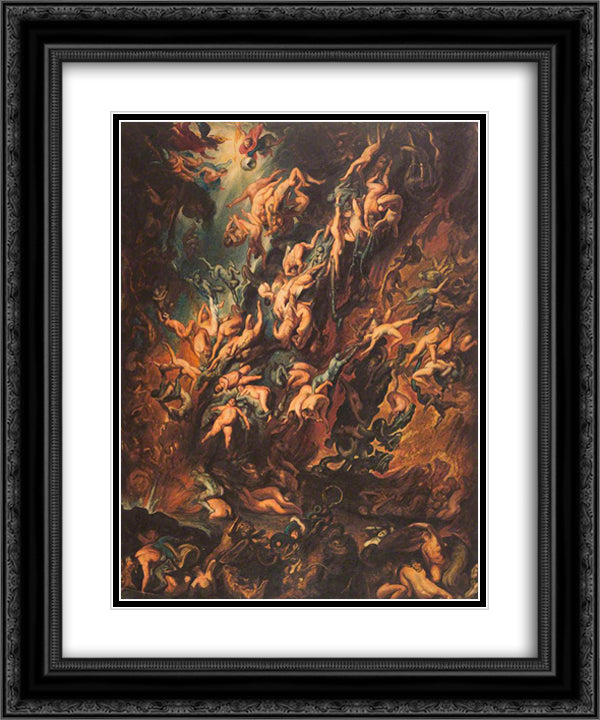 The Fall of the Damned (copy after Rubens) 20x24 Black Ornate Wood Framed Art Print Poster with Double Matting by Scott, David