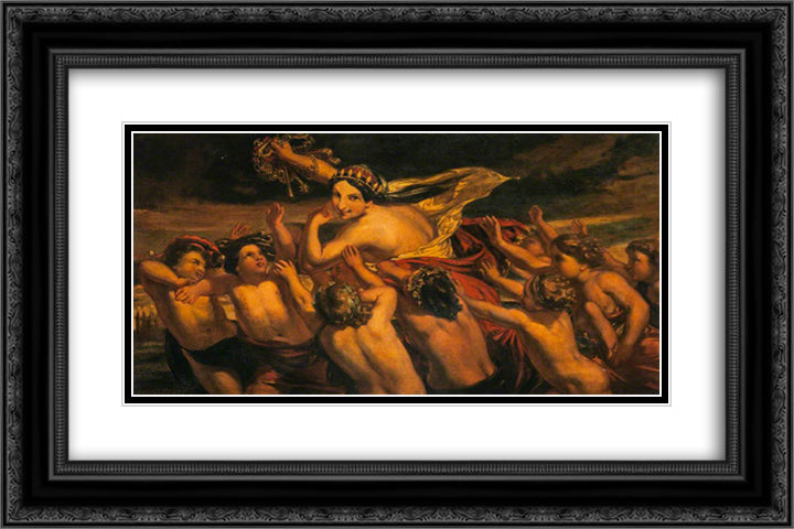 The Pursuit of Fortune 24x16 Black Ornate Wood Framed Art Print Poster with Double Matting by Scott, David