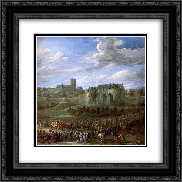Arrival of Christina of Sweden in Brussel 20x20 Black Ornate Wood Framed Art Print Poster with Double Matting by Teniers the Younger, David