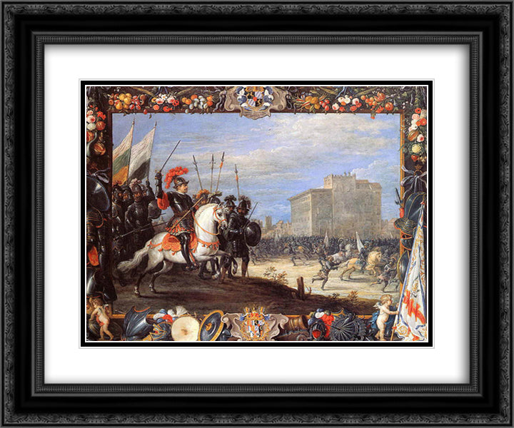 David Antonio Manocada repulses Caberra 24x20 Black Ornate Wood Framed Art Print Poster with Double Matting by Teniers the Younger, David