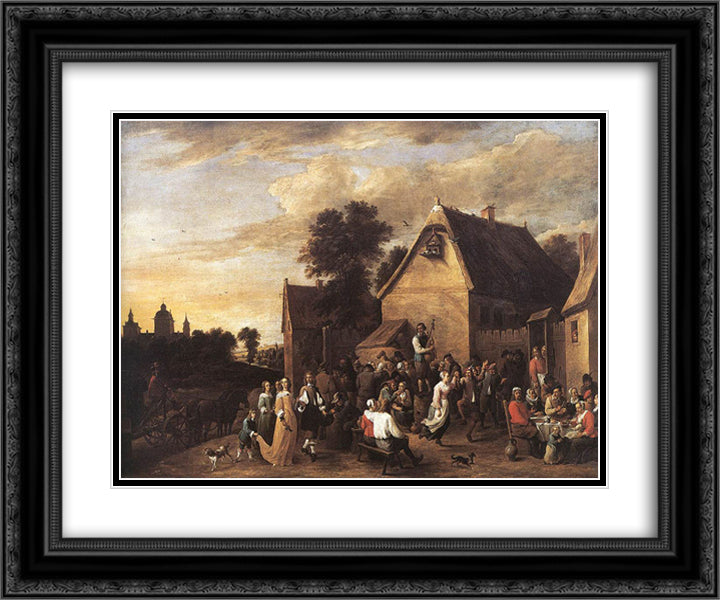 Kermess 24x20 Black Ornate Wood Framed Art Print Poster with Double Matting by Teniers the Younger, David