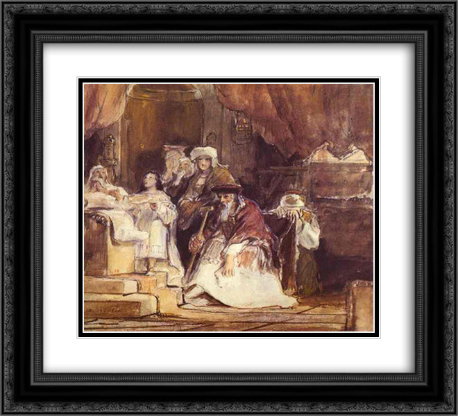 Samuel in the Temple 22x20 Black Ornate Wood Framed Art Print Poster with Double Matting by Wilkie, David