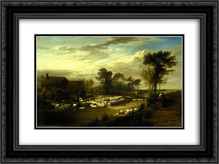 Sheepwashing 24x18 Black Ornate Wood Framed Art Print Poster with Double Matting by Wilkie, David