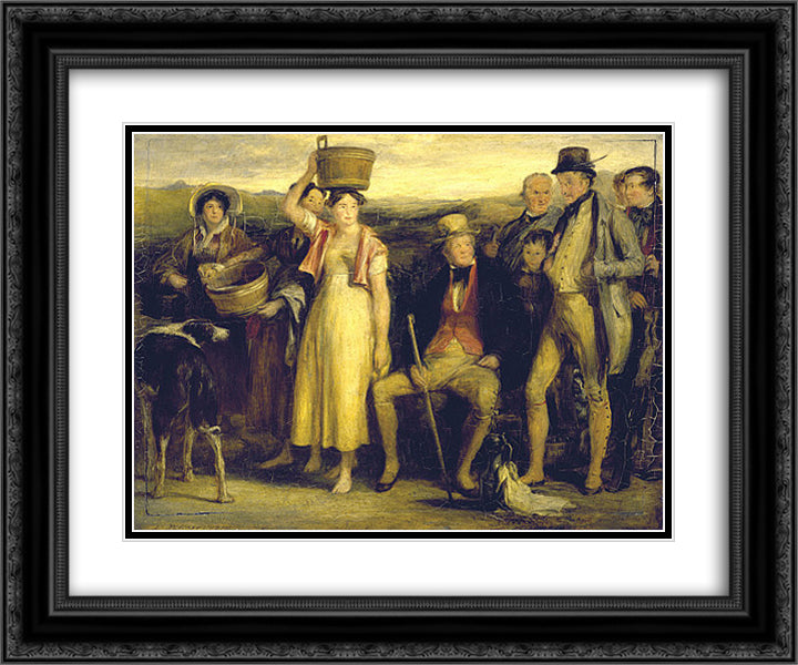 The Abbotsford family 24x20 Black Ornate Wood Framed Art Print Poster with Double Matting by Wilkie, David