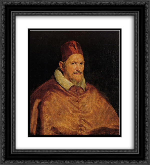Pope Innocent X 20x22 Black Ornate Wood Framed Art Print Poster with Double Matting by Velazquez, Diego