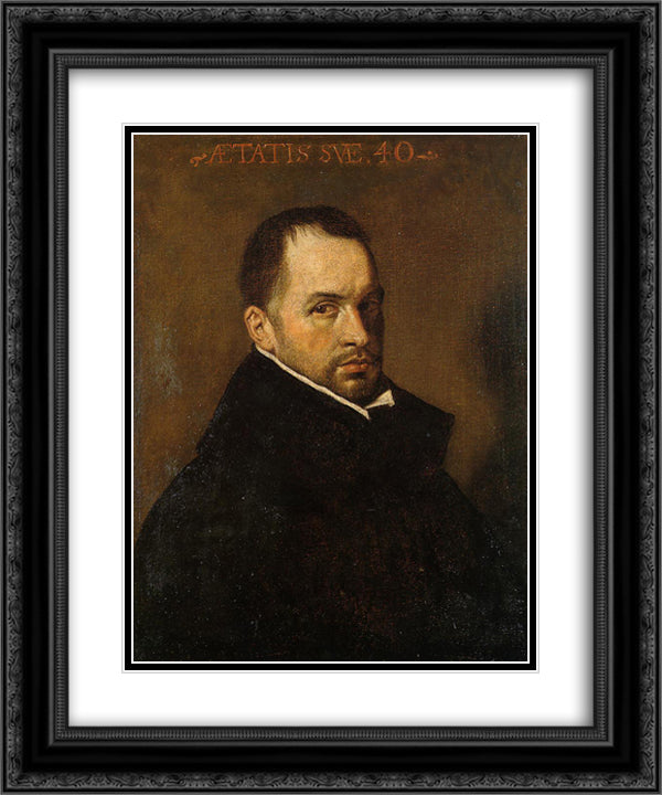 Portrait of a Cleric 20x24 Black Ornate Wood Framed Art Print Poster with Double Matting by Velazquez, Diego