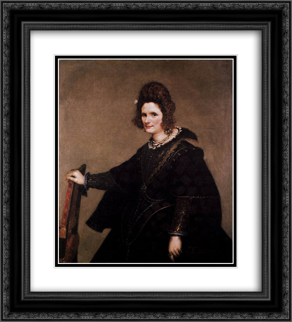 Portrait of a Lady 20x22 Black Ornate Wood Framed Art Print Poster with Double Matting by Velazquez, Diego