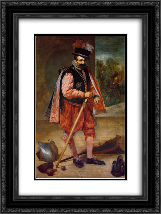 The Jester Don Juan of Austria 18x24 Black Ornate Wood Framed Art Print Poster with Double Matting by Velazquez, Diego