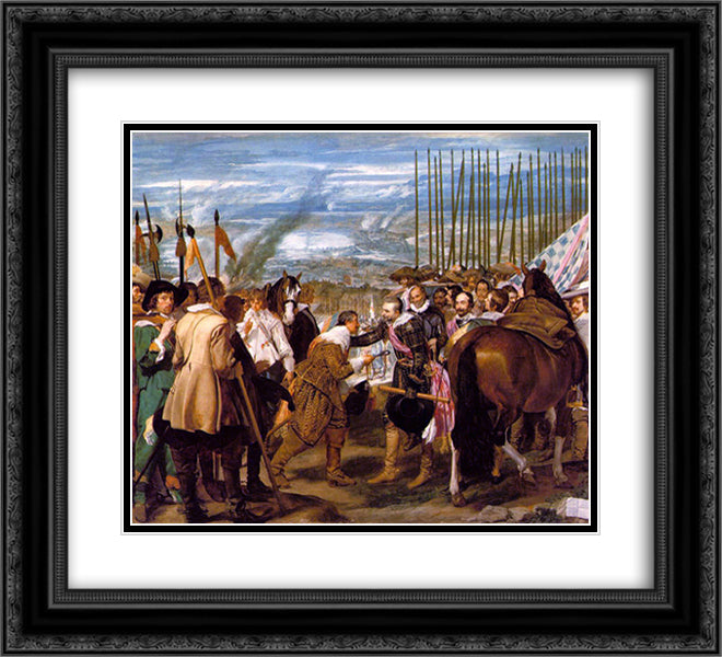 The Surrender of Breda 22x20 Black Ornate Wood Framed Art Print Poster with Double Matting by Velazquez, Diego