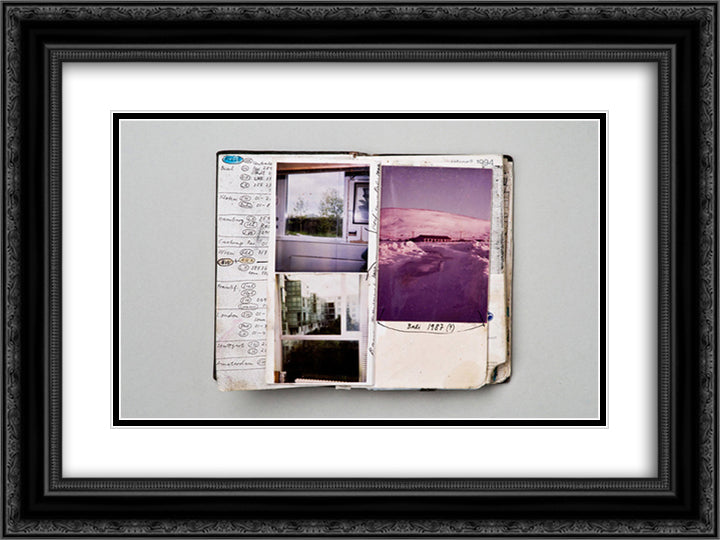 1994 Notebook & Diary (detail) 24x18 Black Ornate Wood Framed Art Print Poster with Double Matting by Roth, Dieter