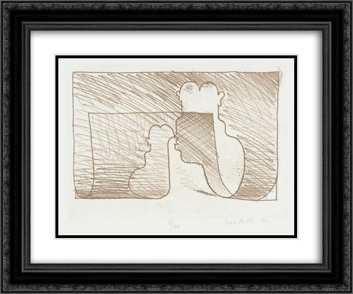 Double Self - Portrait of the Artist 24x20 Black Ornate Wood Framed Art Print Poster with Double Matting by Roth, Dieter