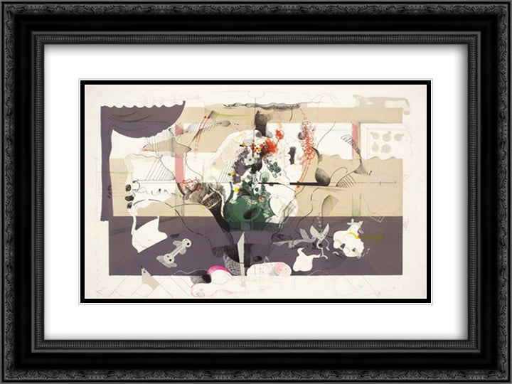 Seminar (in collaboration with Richard Hamilton) 24x18 Black Ornate Wood Framed Art Print Poster with Double Matting by Roth, Dieter