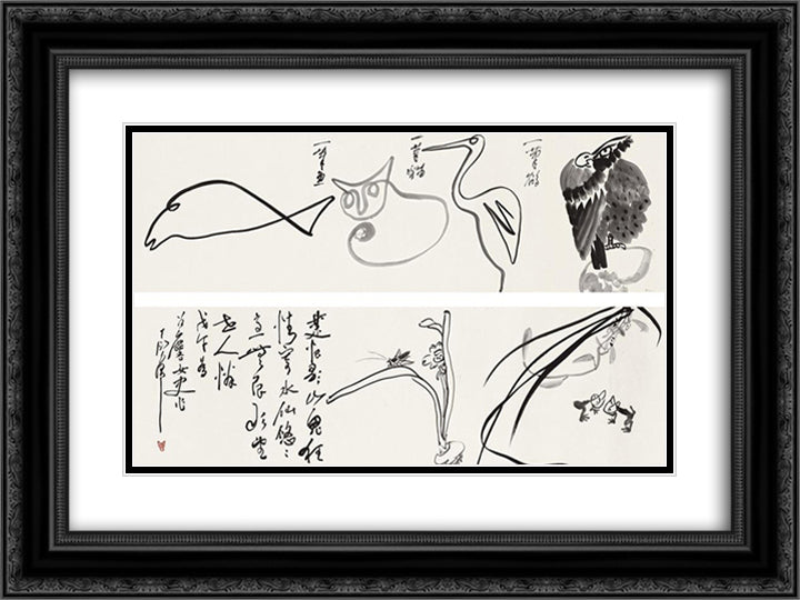 Animals and Plants 24x18 Black Ornate Wood Framed Art Print Poster with Double Matting by Yanyong, Ding