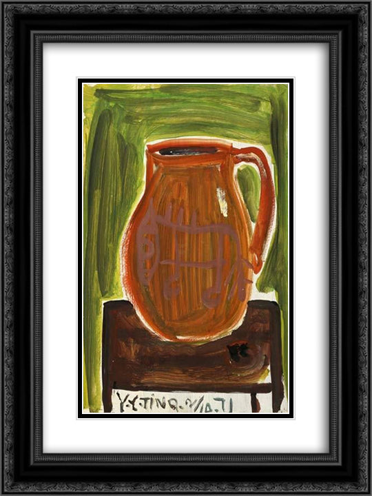 Jar on the Table 18x24 Black Ornate Wood Framed Art Print Poster with Double Matting by Yanyong, Ding