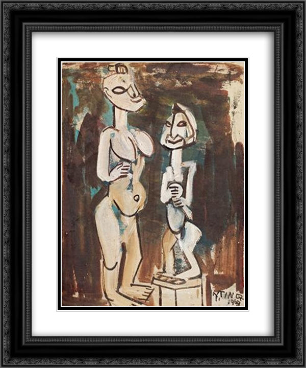 Nudes 20x24 Black Ornate Wood Framed Art Print Poster with Double Matting by Yanyong, Ding