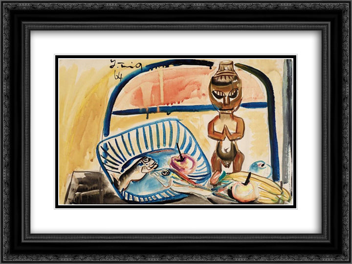 Still Life 24x18 Black Ornate Wood Framed Art Print Poster with Double Matting by Yanyong, Ding