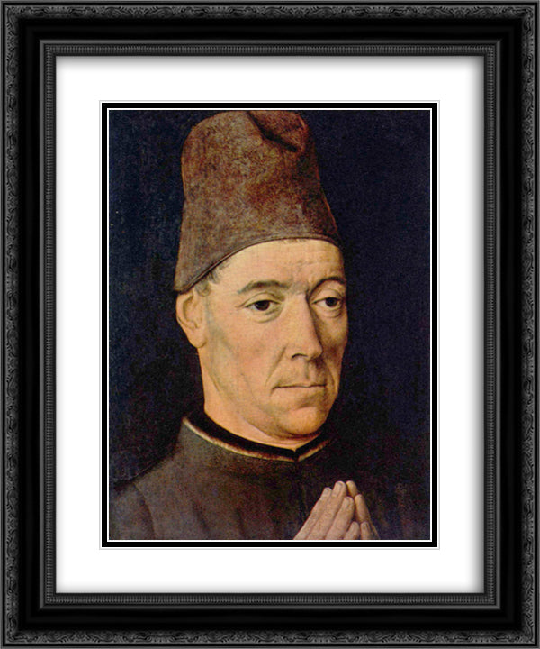 Portrait of a Man 20x24 Black Ornate Wood Framed Art Print Poster with Double Matting by Bouts, Dirck