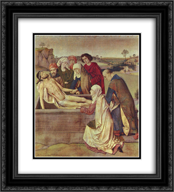 The Entombment 20x22 Black Ornate Wood Framed Art Print Poster with Double Matting by Bouts, Dirck