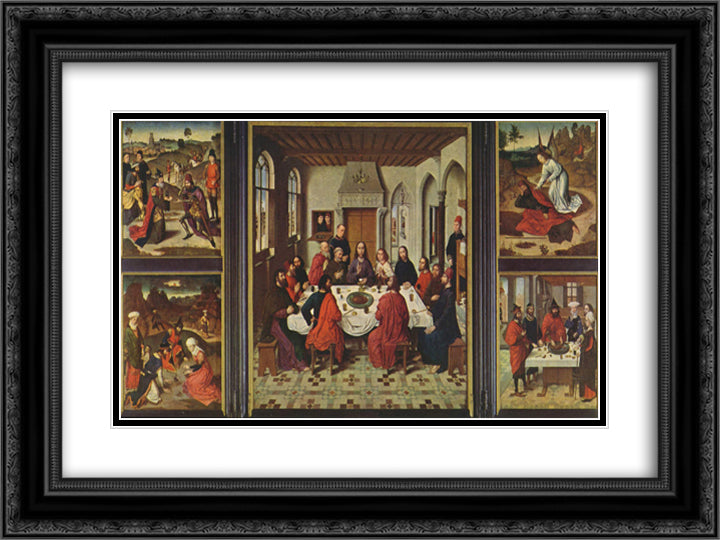 Winged altar in St. Peter in Leuven 24x18 Black Ornate Wood Framed Art Print Poster with Double Matting by Bouts, Dirck