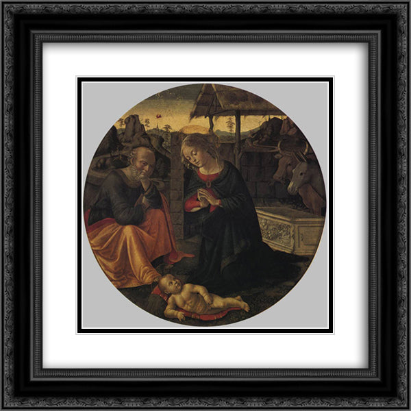 Adoration of the Child 20x20 Black Ornate Wood Framed Art Print Poster with Double Matting by Ghirlandaio, Domenico