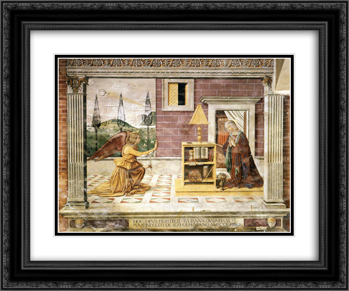 Annunciation 24x20 Black Ornate Wood Framed Art Print Poster with Double Matting by Ghirlandaio, Domenico