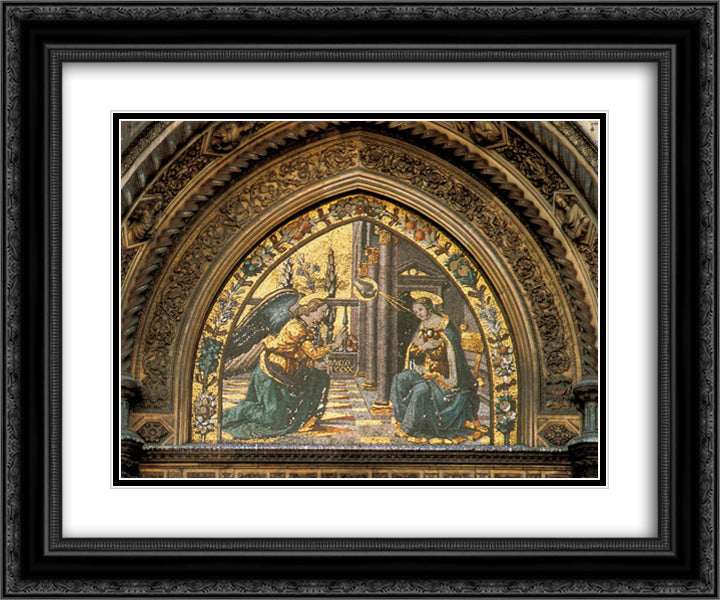 Annunciation closeup 24x20 Black Ornate Wood Framed Art Print Poster with Double Matting by Ghirlandaio, Domenico