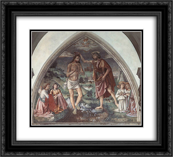 Baptism of Christ 22x20 Black Ornate Wood Framed Art Print Poster with Double Matting by Ghirlandaio, Domenico