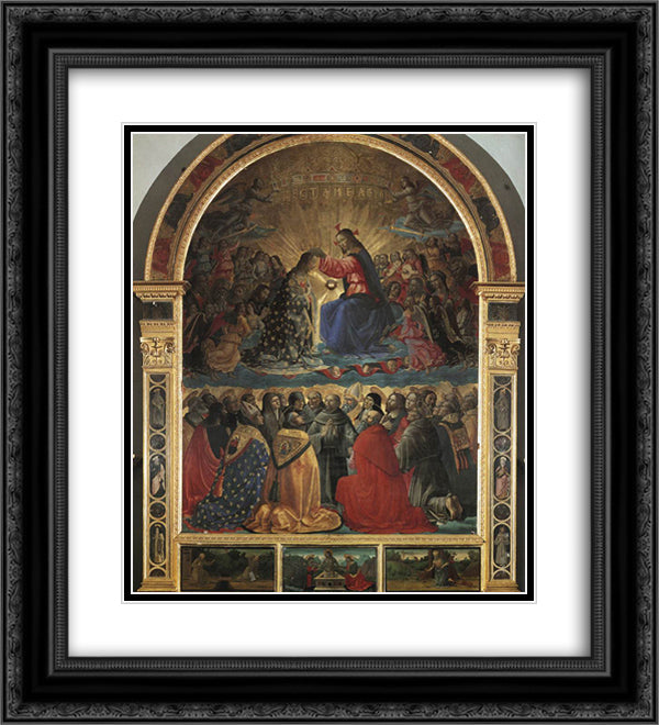 Coronation of the Virgin 20x22 Black Ornate Wood Framed Art Print Poster with Double Matting by Ghirlandaio, Domenico