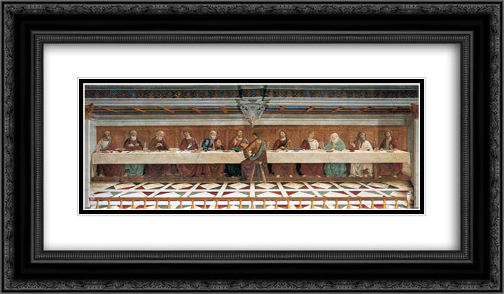 Last Supper 24x14 Black Ornate Wood Framed Art Print Poster with Double Matting by Ghirlandaio, Domenico