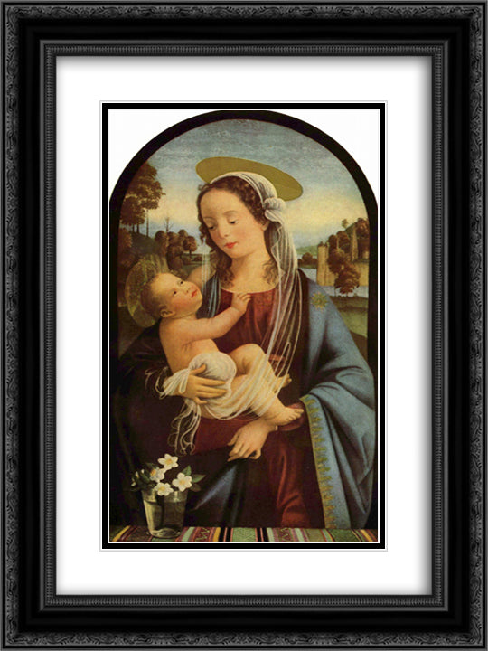 Madonna 18x24 Black Ornate Wood Framed Art Print Poster with Double Matting by Ghirlandaio, Domenico