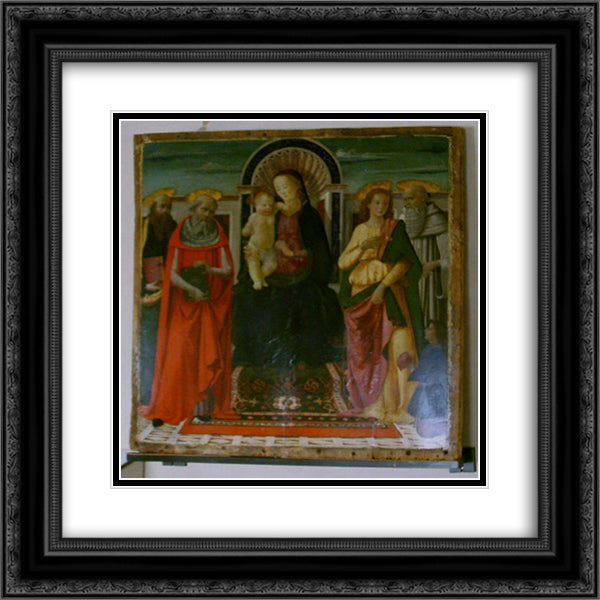 Madonna and Child 20x20 Black Ornate Wood Framed Art Print Poster with Double Matting by Ghirlandaio, Domenico
