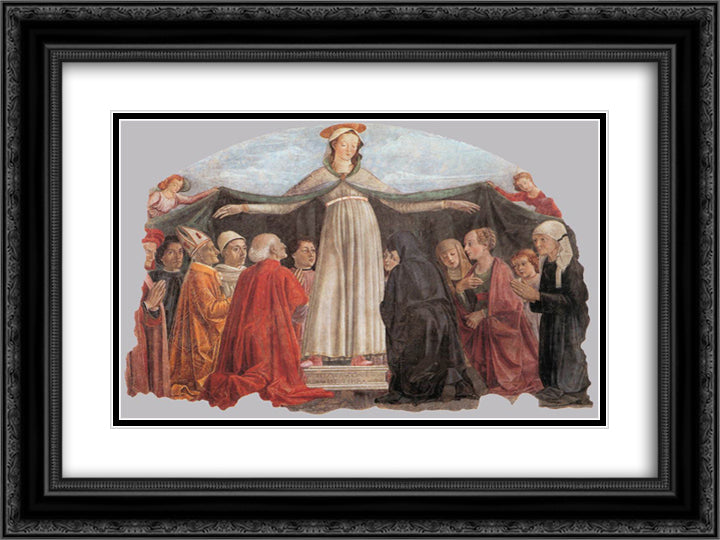 Madonna of Mercy 24x18 Black Ornate Wood Framed Art Print Poster with Double Matting by Ghirlandaio, Domenico