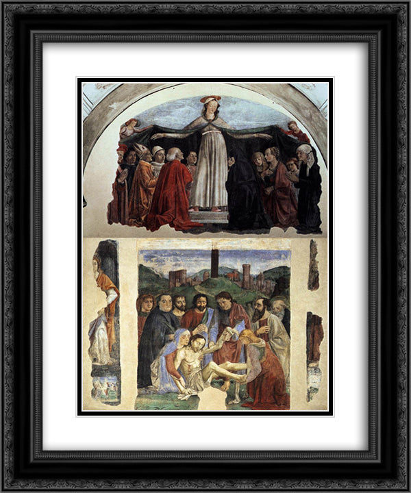 Madonna of Mercy and Lamentation 20x24 Black Ornate Wood Framed Art Print Poster with Double Matting by Ghirlandaio, Domenico