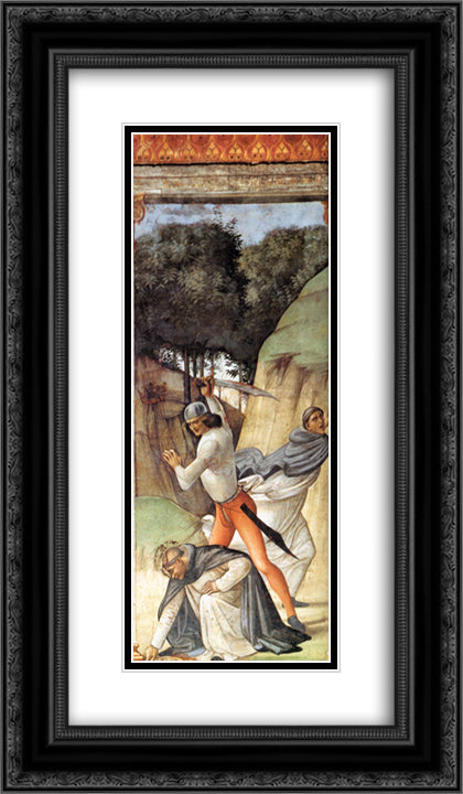 Martyrdom of St. Peter Martyr 14x24 Black Ornate Wood Framed Art Print Poster with Double Matting by Ghirlandaio, Domenico
