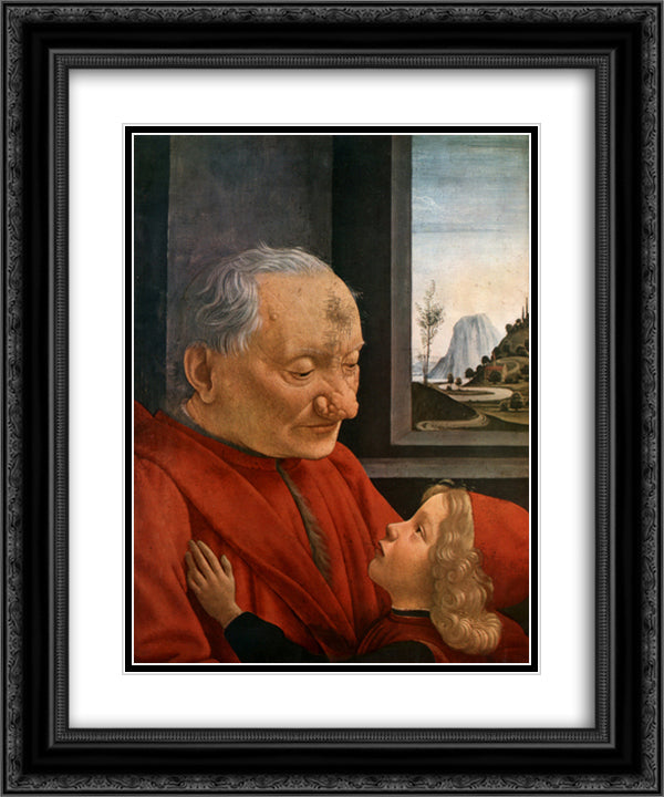Old Man with a Young Boy 20x24 Black Ornate Wood Framed Art Print Poster with Double Matting by Ghirlandaio, Domenico