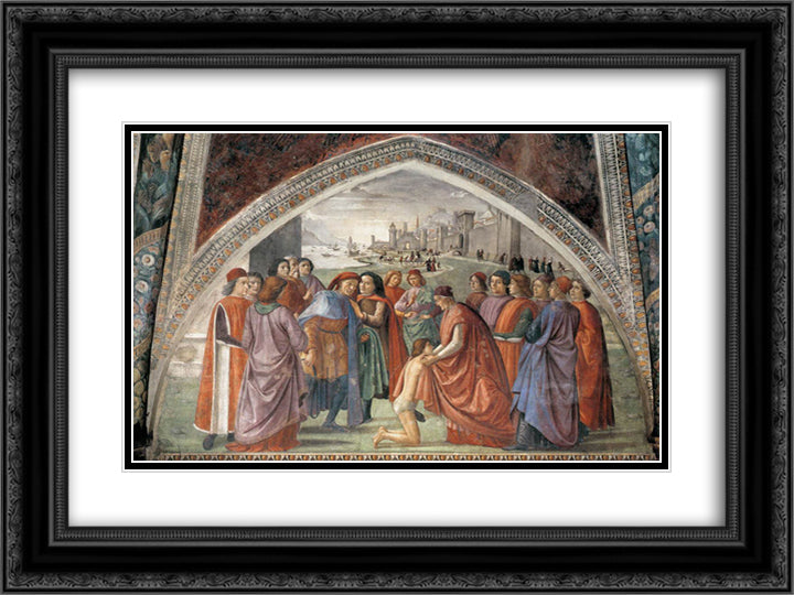 Renunciation of Worldly Goods 24x18 Black Ornate Wood Framed Art Print Poster with Double Matting by Ghirlandaio, Domenico