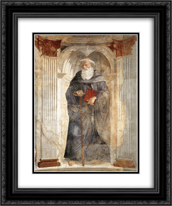 St. Antony 20x24 Black Ornate Wood Framed Art Print Poster with Double Matting by Ghirlandaio, Domenico