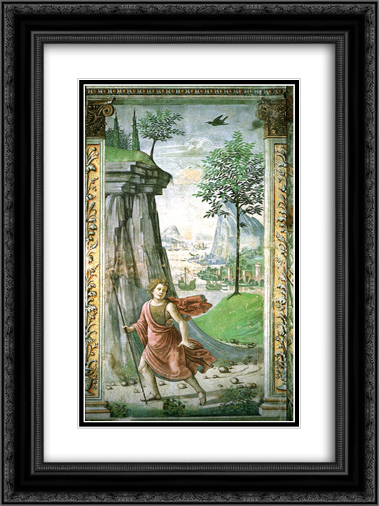 St. John the Baptist in the Desert 18x24 Black Ornate Wood Framed Art Print Poster with Double Matting by Ghirlandaio, Domenico