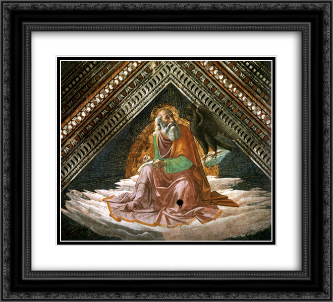 St. John the Evangelist 22x20 Black Ornate Wood Framed Art Print Poster with Double Matting by Ghirlandaio, Domenico