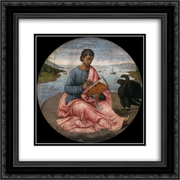 St. John the Evangelist on the Island of Patmos 20x20 Black Ornate Wood Framed Art Print Poster with Double Matting by Ghirlandaio, Domenico