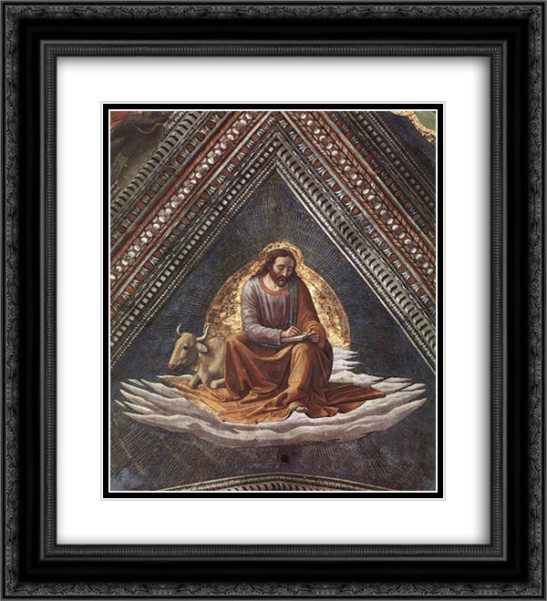 St. Luke 20x22 Black Ornate Wood Framed Art Print Poster with Double Matting by Ghirlandaio, Domenico