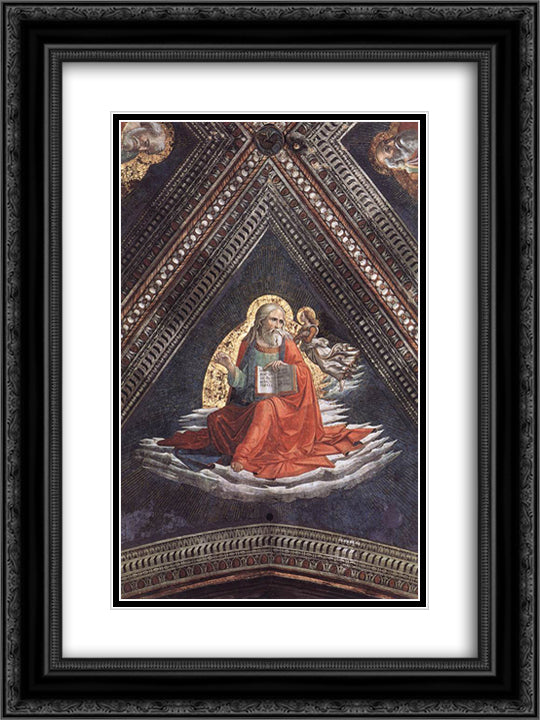 St. Matthew the Evangelist 18x24 Black Ornate Wood Framed Art Print Poster with Double Matting by Ghirlandaio, Domenico